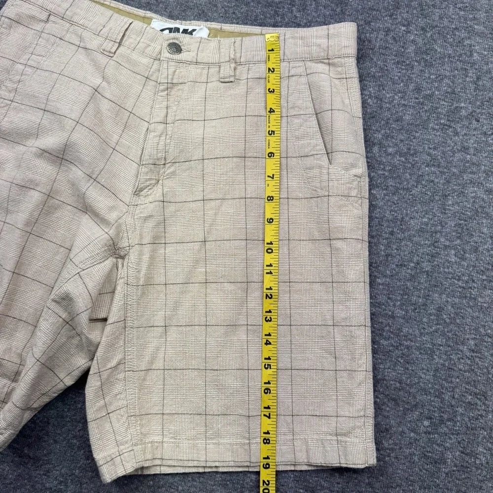 Mountain Khakis Men's‎ Boardwalk Plaid Shorts Beige Linen Blend Size 33x10
